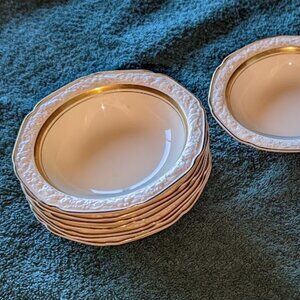 Vintage Crown Ducal Florentine Gold Band 2057 Fine China Dessert Bowls – c 1950s